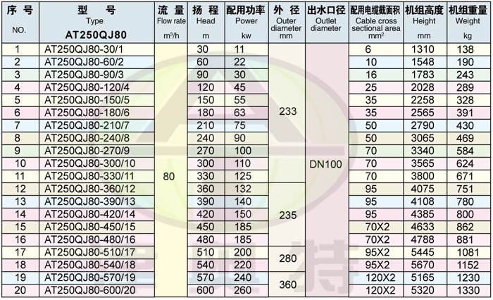 250QJ潜水电泵-河南洛阳潜水泵-井用潜水泵